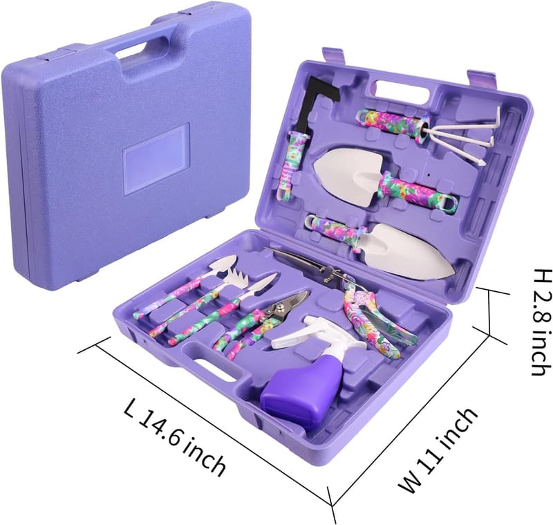 Gardening Tools Set with Floral Print - 10 Pieces for Women