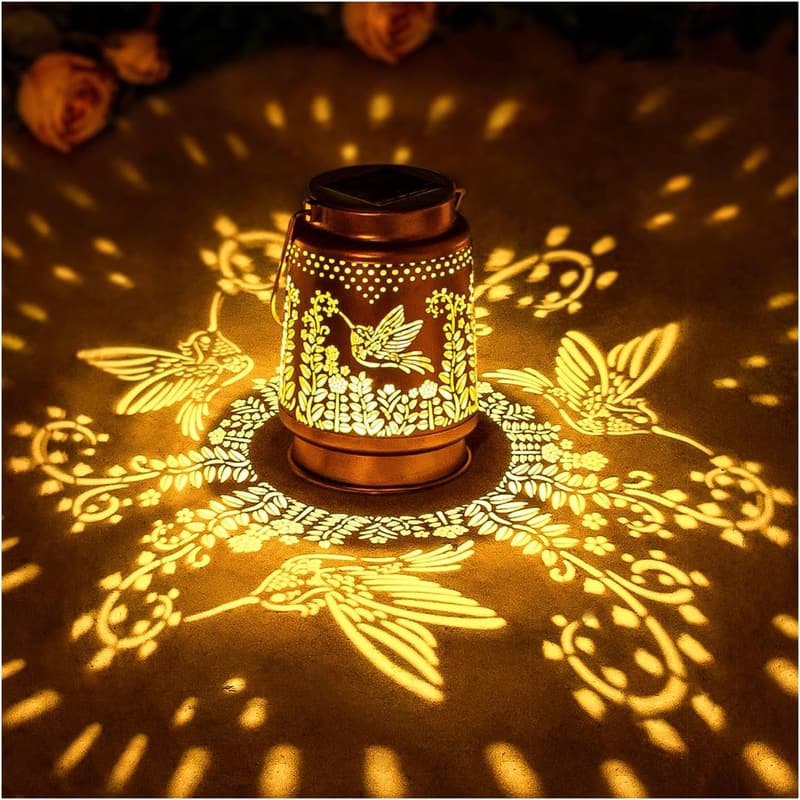 Hummingbird Outdoor Solar Lanterns - Waterproof Metal Decor
