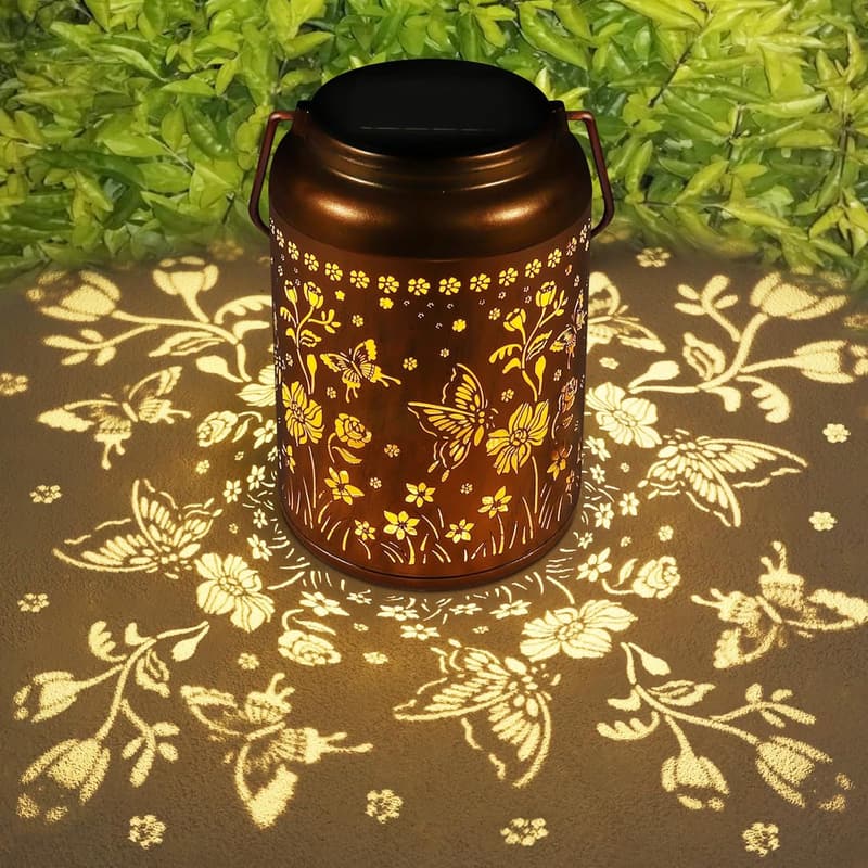 Solar Lantern Outdoor Decor for Garden - Butterfly Metal Design