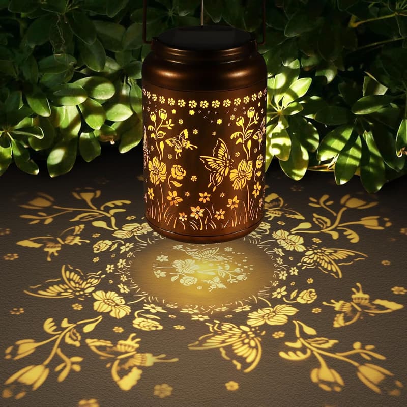 Solar Lantern Outdoor Decor for Garden - Butterfly Metal Design