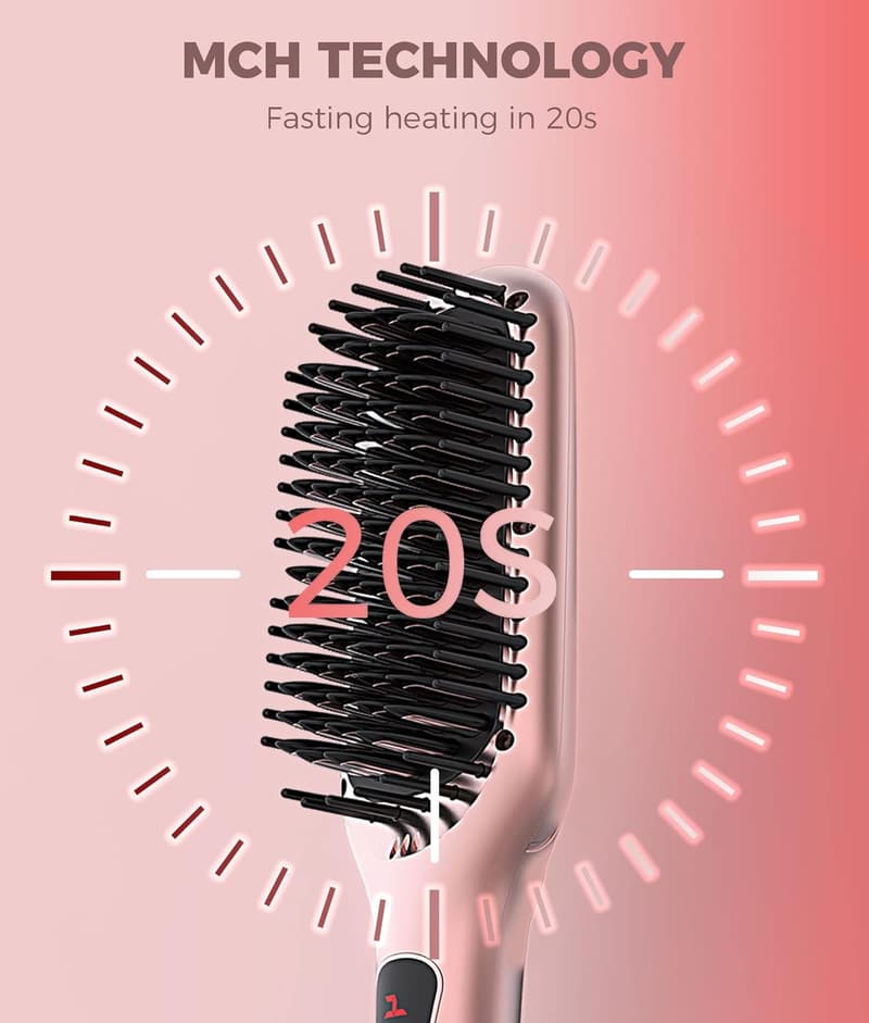 Ceramic Ionic Hair Straightener Brush with Fast Heating