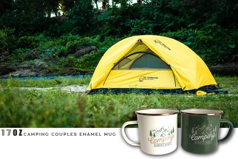 Couples Anniversary Camping Mugs Set of 2 Enamel 17oz