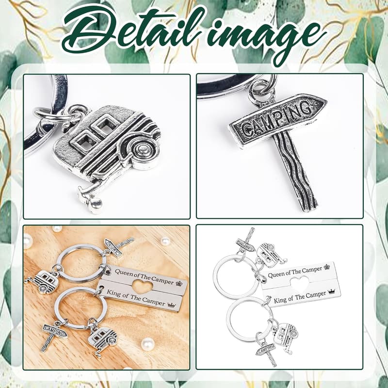 Camping Themed Keychain Set - Cute RV Accessories for Couples