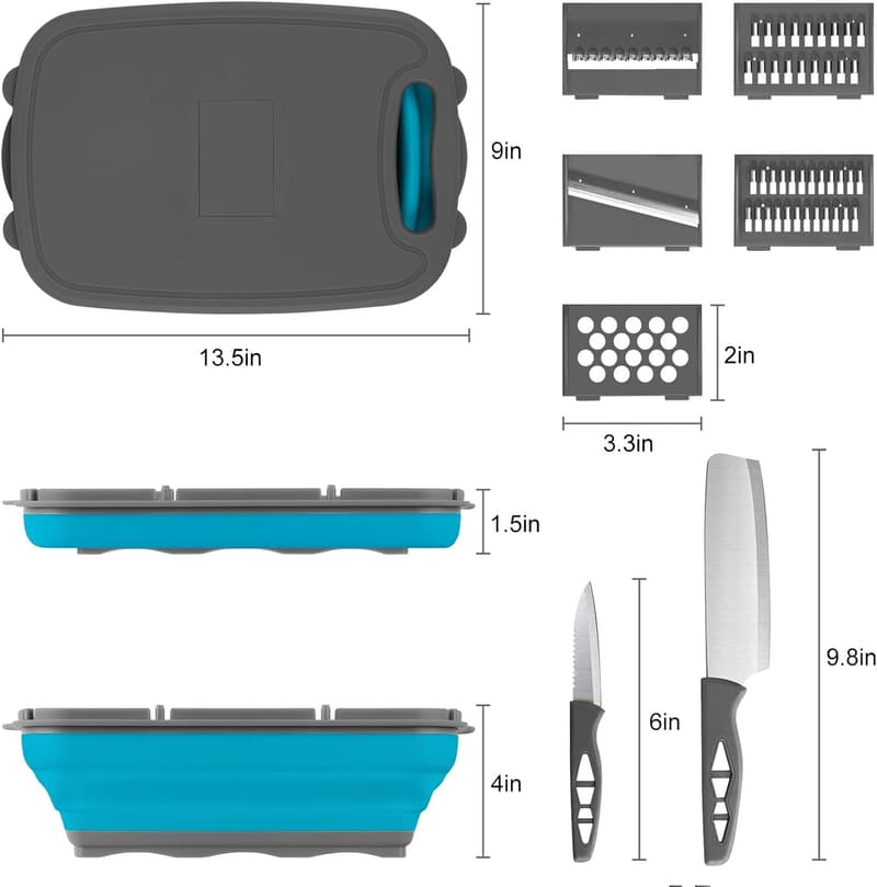 Camping Accessories: 9-in-1 Collapsible Cutting Board & Colander
