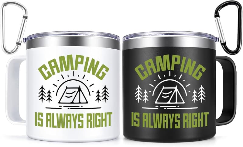 Camping Mugs Set for Couples - 14oz Stainless Steel Gifts