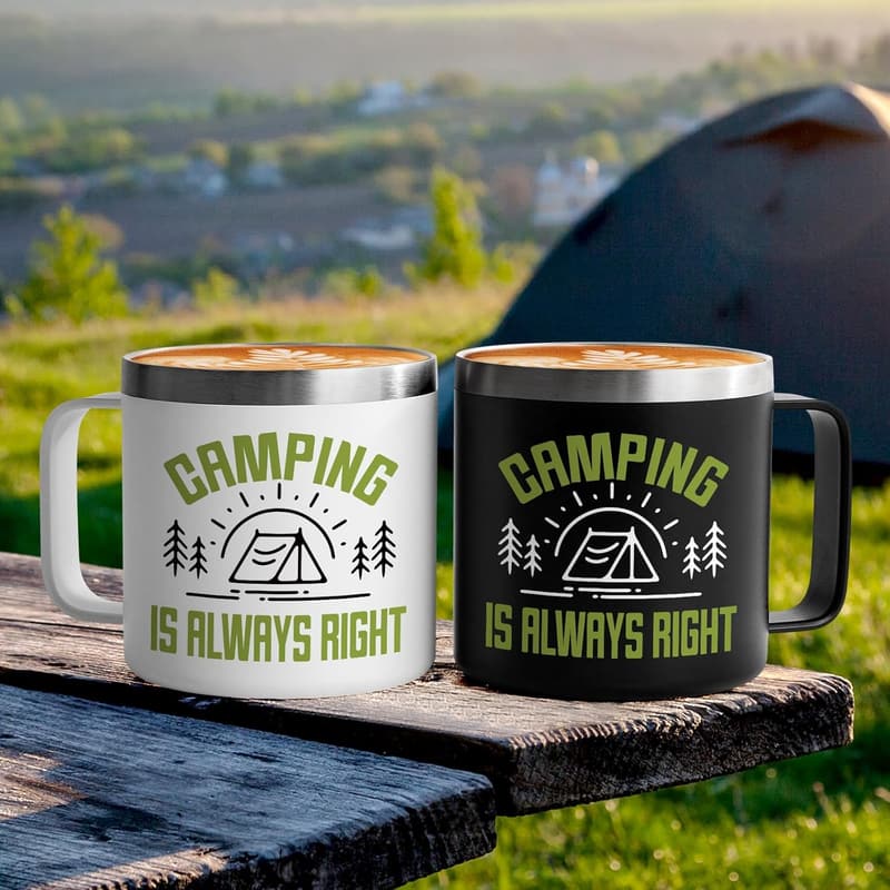 Camping Mugs Set for Couples - 14oz Stainless Steel Gifts