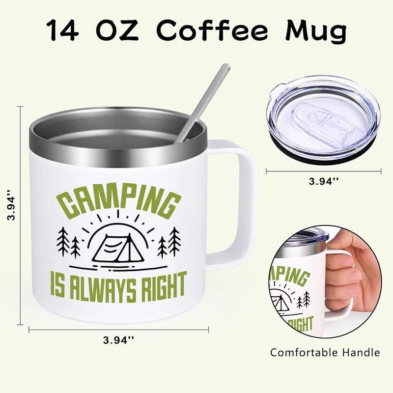 Camping Mugs Set for Couples - 14oz Stainless Steel Gifts