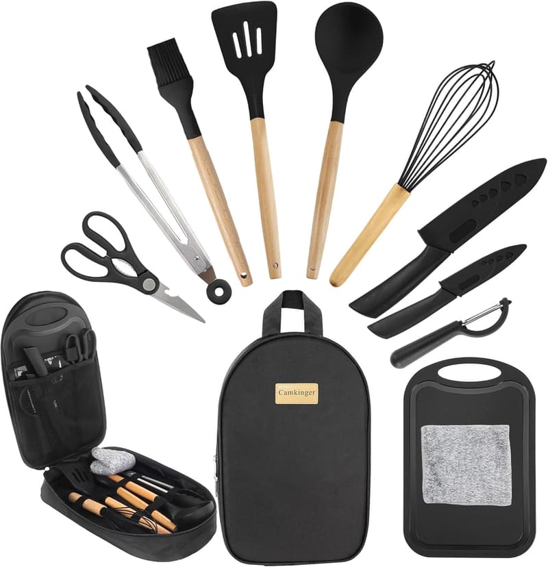Portable Silicone Camping Cooking Utensils Set - 12 PCS