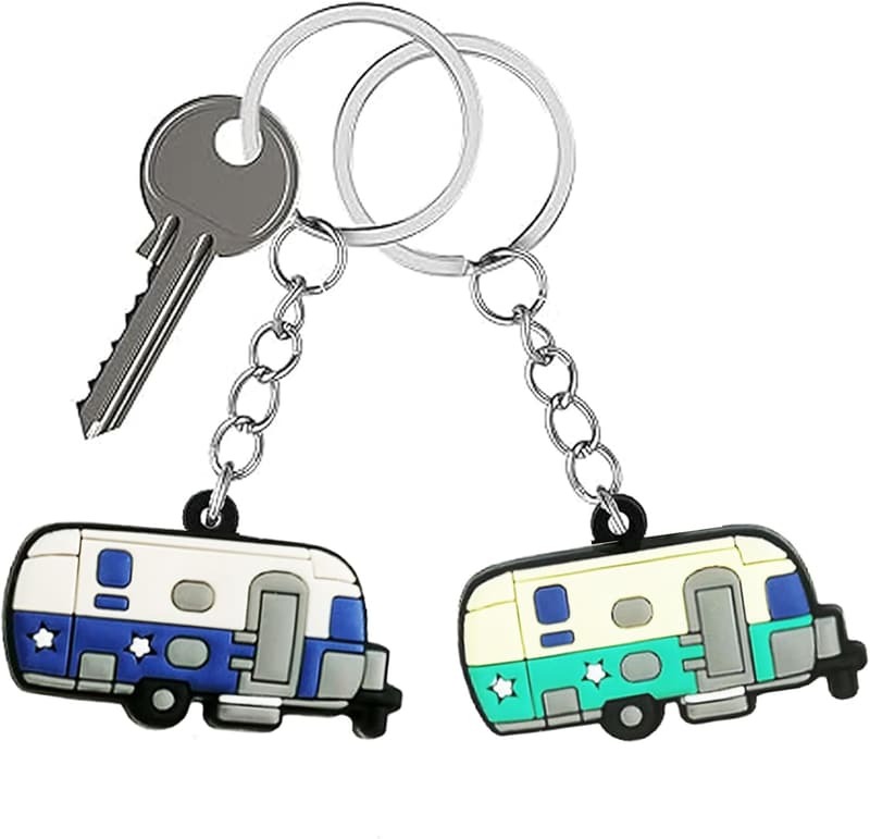 Happy RV Camping Keychain Set - 2 Pack for Couples