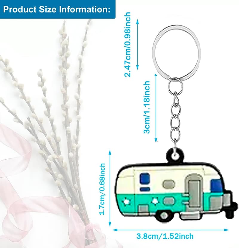 Happy RV Camping Keychain Set - 2 Pack for Couples