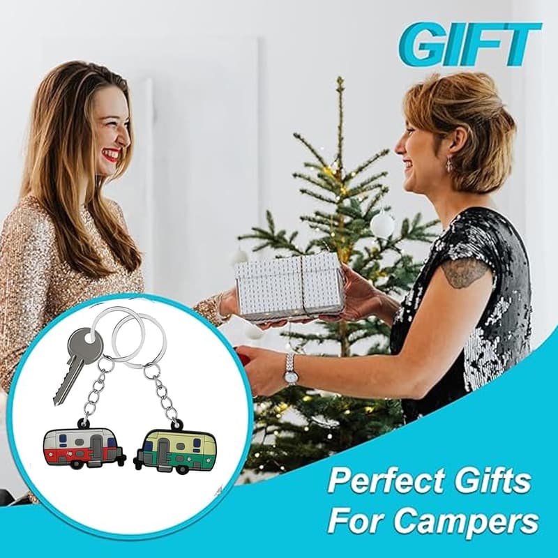 Happy RV Camping Keychain Set - 2 Pack for Couples