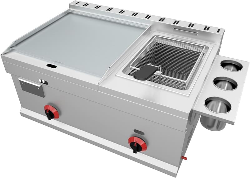 Commercial Stainless Steel Flat Top Grill & Deep Fryer Combo