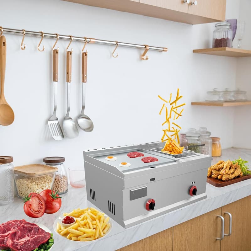 Commercial Stainless Steel Flat Top Grill & Deep Fryer Combo