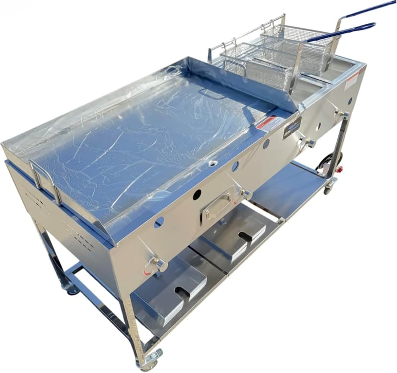 Outdoor Commercial Taco Cart with 36” Griddle & Deep Fryers