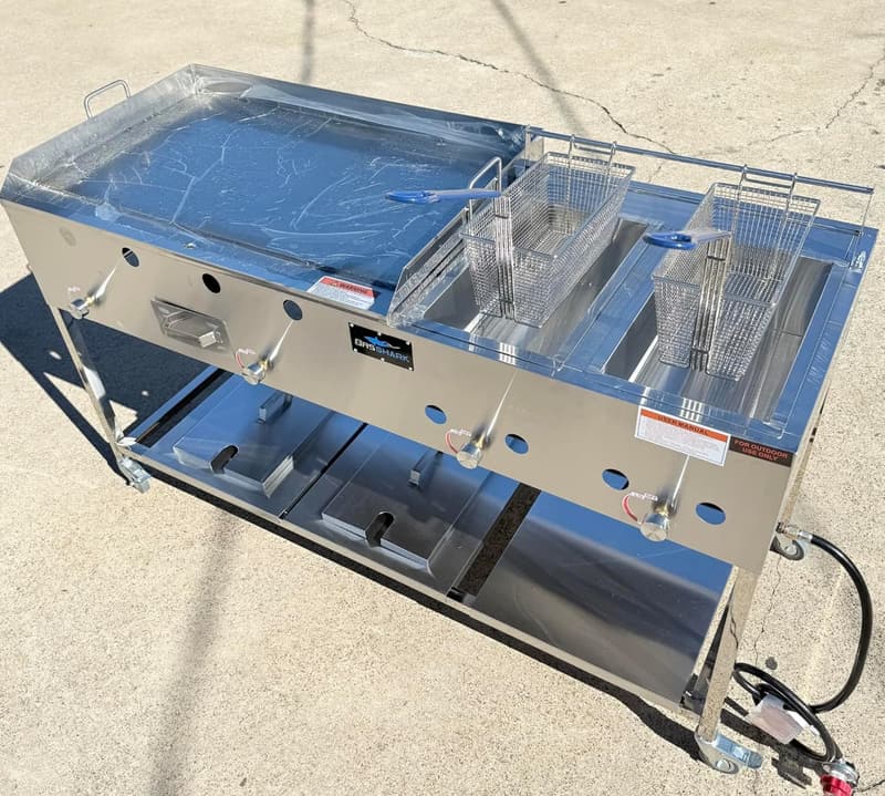 Outdoor Commercial Taco Cart with 36” Griddle & Deep Fryers