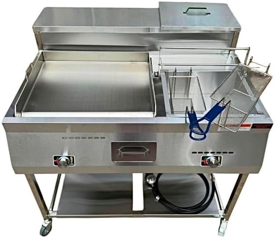 Portable Outdoor Propane Deep Fryer & Griddle Cart