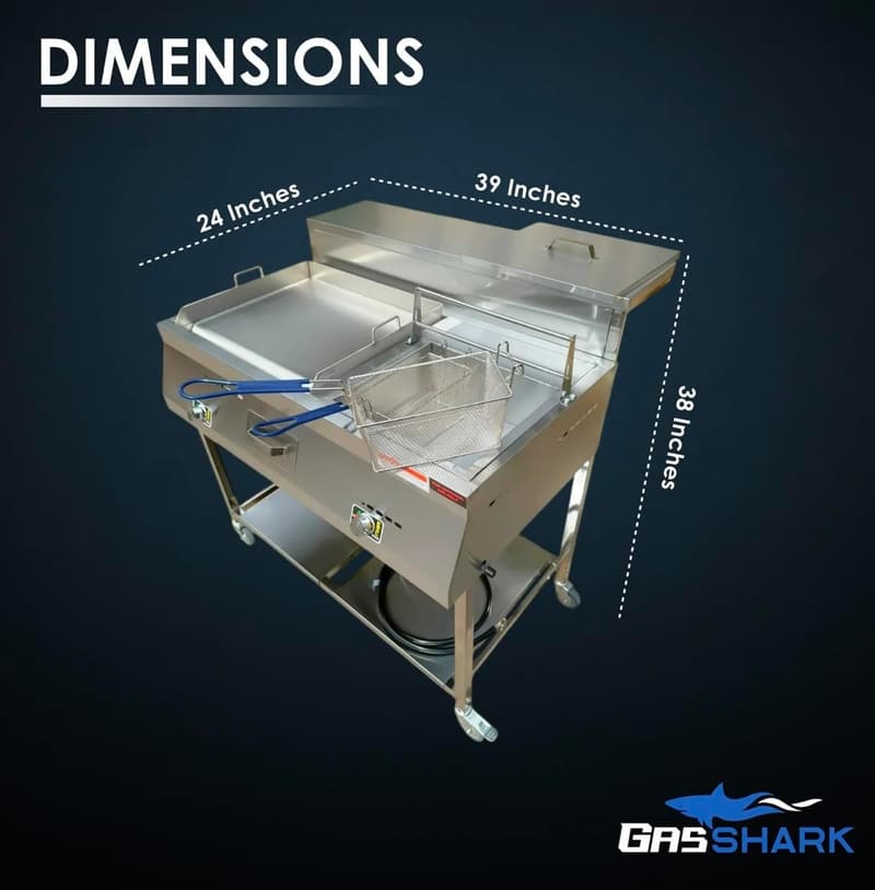 Portable Outdoor Propane Deep Fryer & Griddle Cart