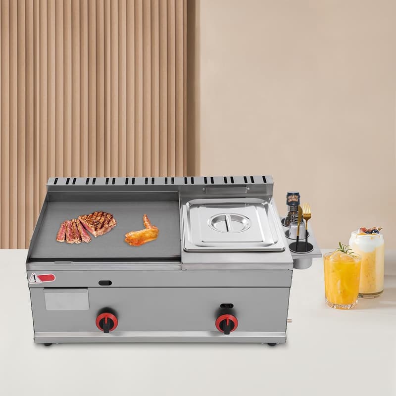 2-in-1 Commercial Gas Griddle and Deep Fryer for Restaurants