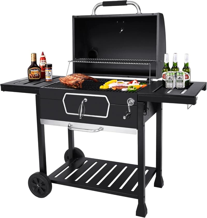 Deluxe 30-Inch Charcoal Grill Smoker for Camping & Backyard