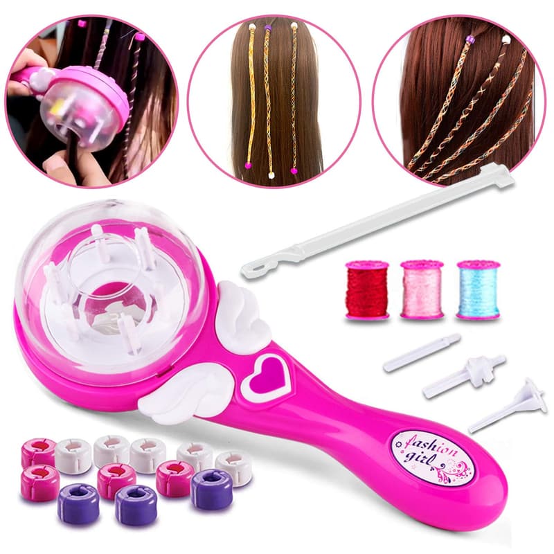 Pink Electric Ceramic Hair Braider for Girls' Hairstyles