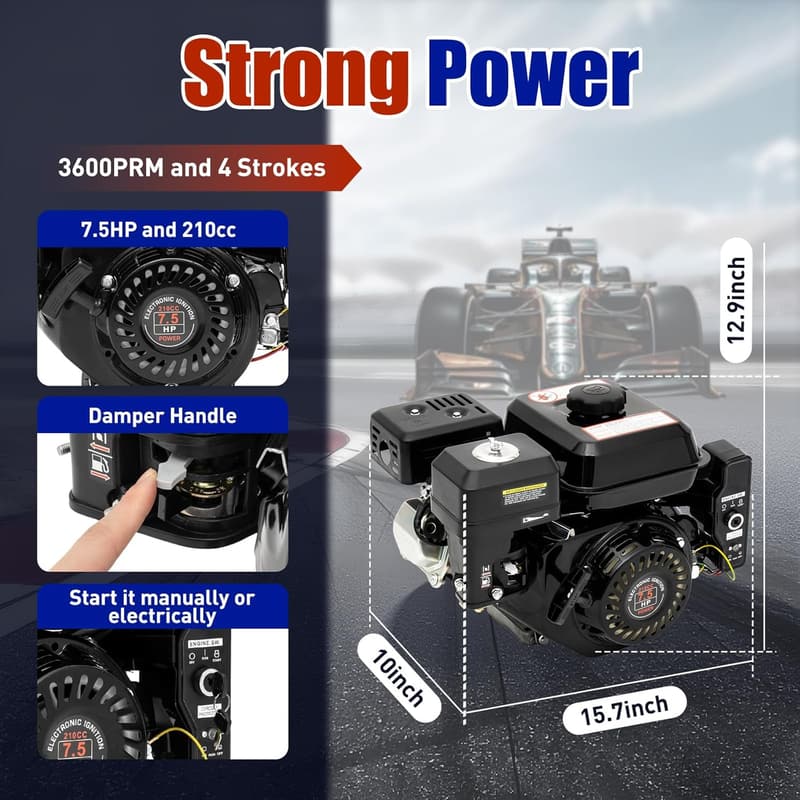 Industrial Grade 212CC 7.5HP Go Kart Engine with Electric Start