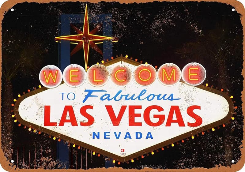 Las Vegas Welcome Vintage Metal Sign - 8 x 12 Inches