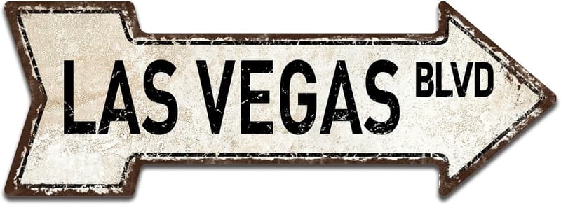 Rustic Gold Aluminum Las Vegas Blvd Sign - 6x18 Inch Decor