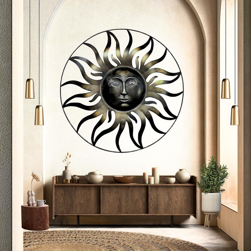 Large Sun Metal Wall Art Sculpture for Home & Garden Decor
