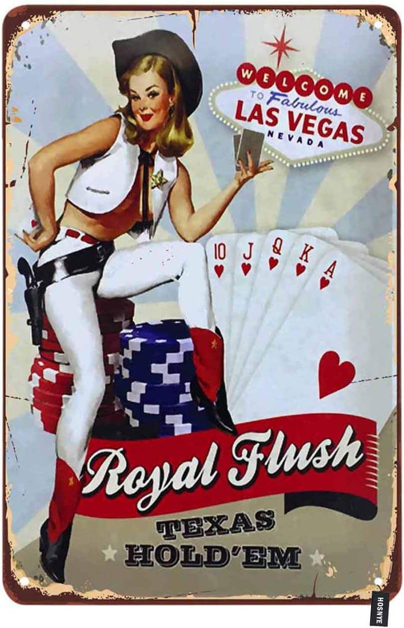 Vintage Las Vegas Pin Up Girls Tin Sign Wall Art 8x12 Inch