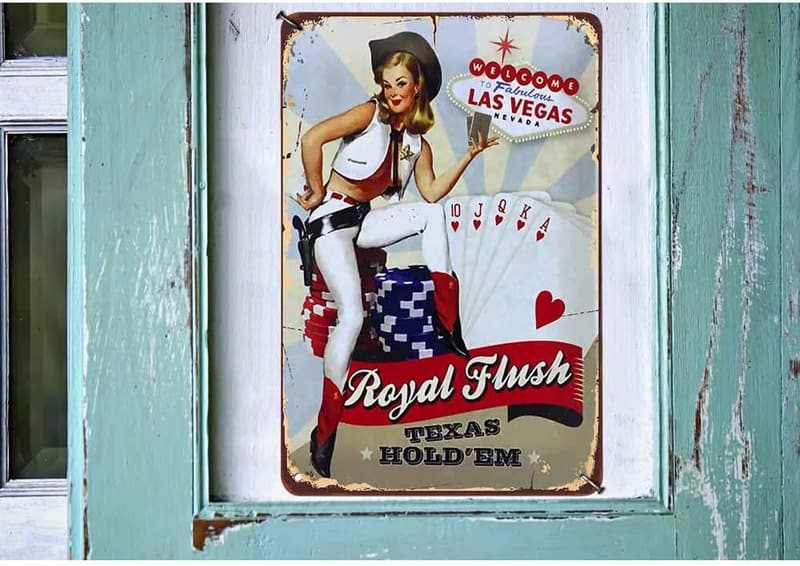 Vintage Las Vegas Pin Up Girls Tin Sign Wall Art 8x12 Inch