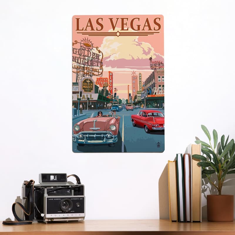 Las Vegas 12x18 Inch Metal Sign - Old Strip Scene