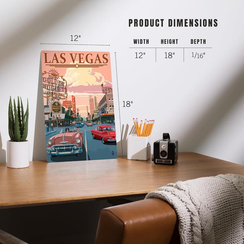 Las Vegas 12x18 Inch Metal Sign - Old Strip Scene