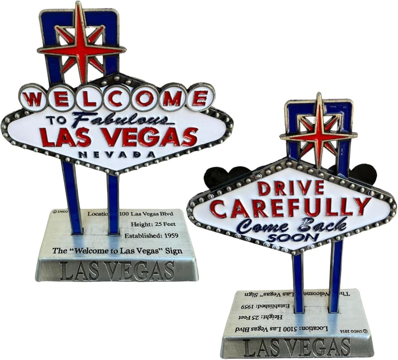 Las Vegas Souvenir Sign – 5” Matte Metal Desktop Decor