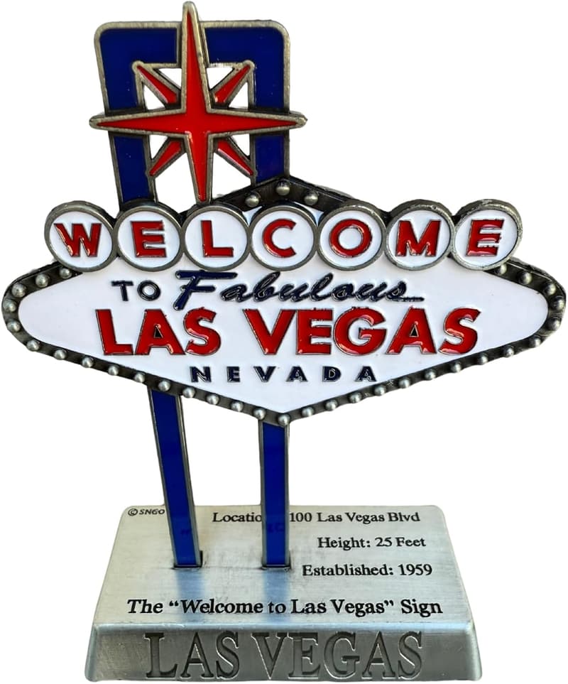 Las Vegas Souvenir Sign – 5” Matte Metal Desktop Decor
