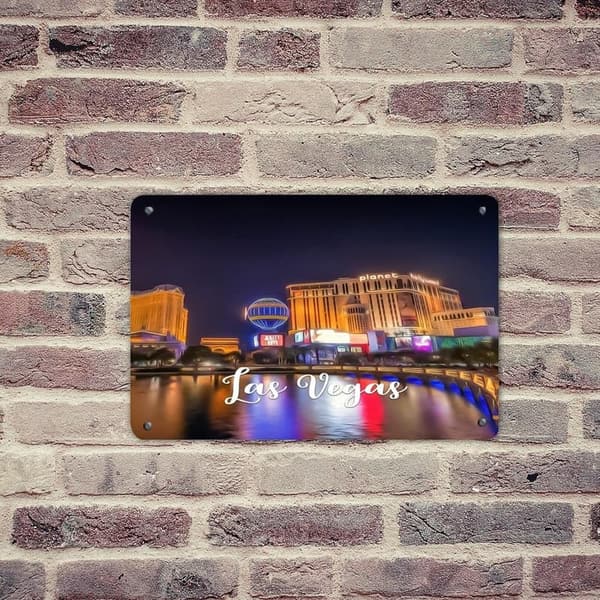 Las Vegas Skyline Metal Wall Art - 8x12in Decor Sign