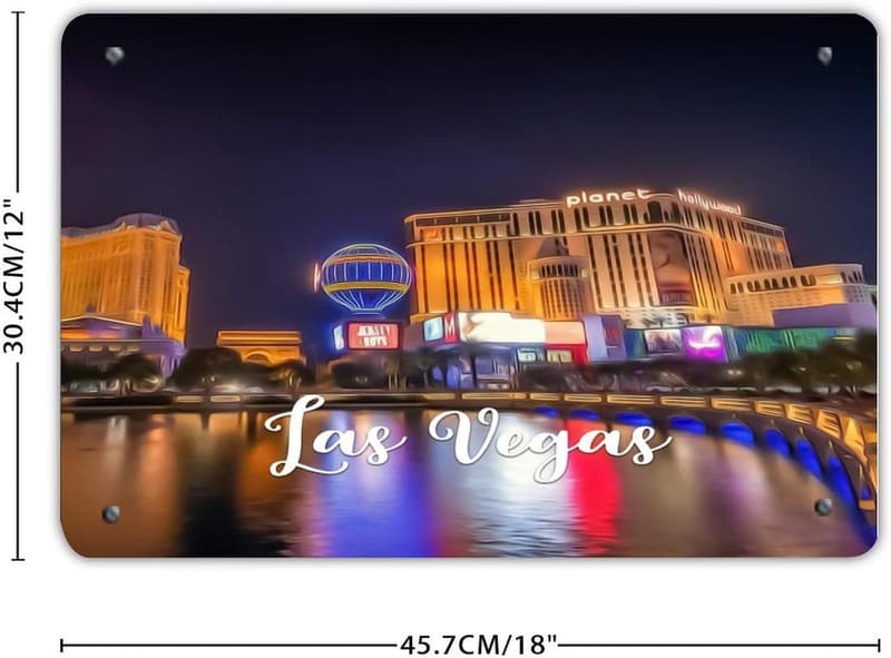 Las Vegas Skyline Metal Wall Art - 8x12in Decor Sign