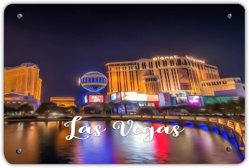 Las Vegas Skyline Metal Wall Art - 8x12in Decor Sign