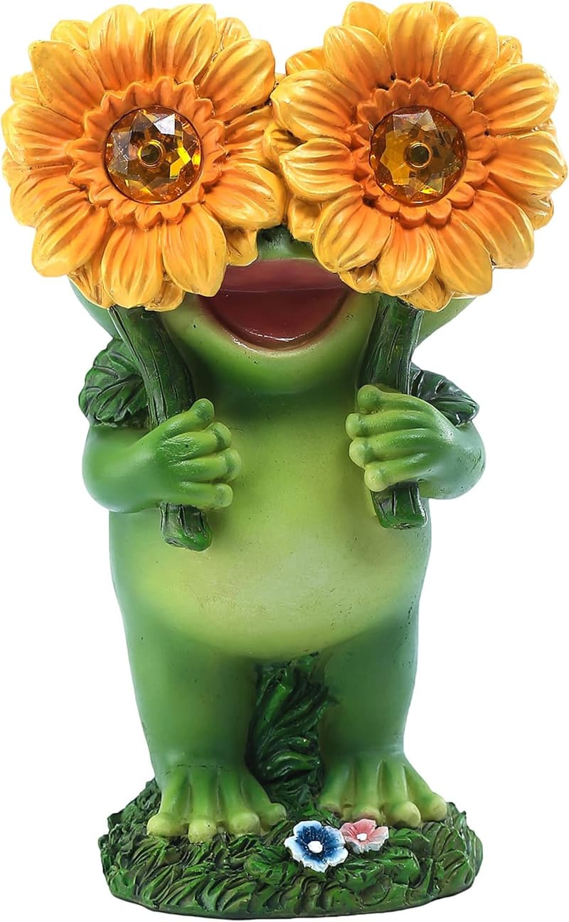 Mother's Day Frog Garden Statue with Solar Light for Women