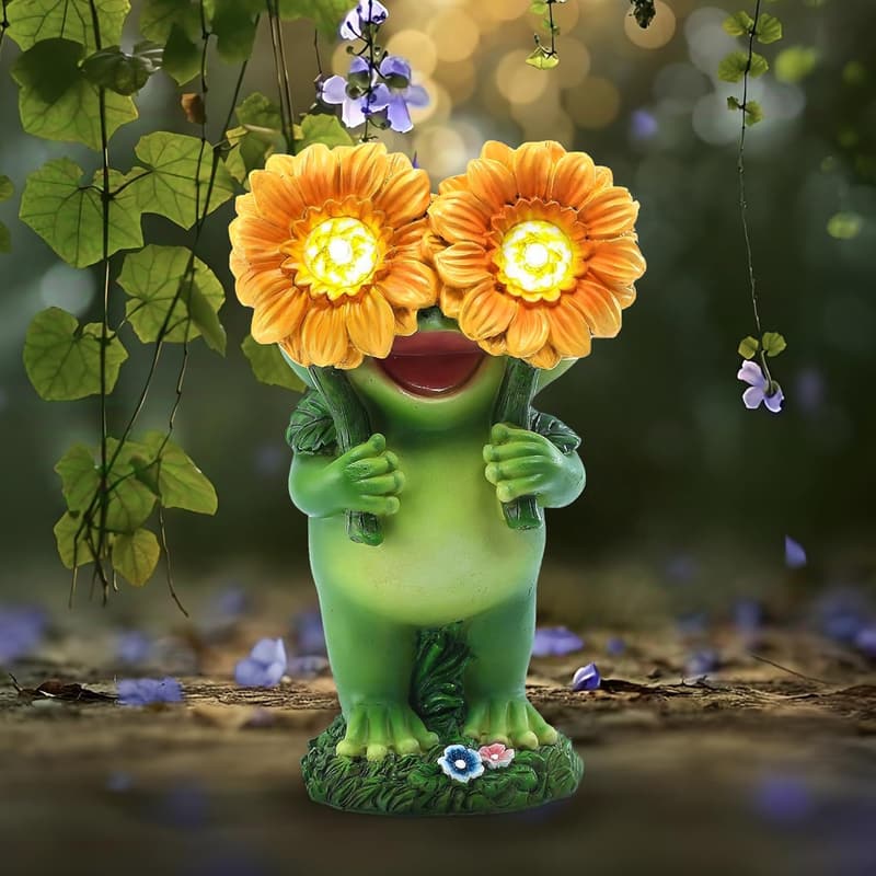 Mother's Day Frog Garden Statue with Solar Light for Women