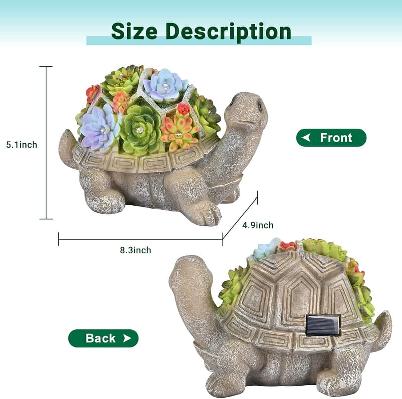 Solar Turtle Garden Statue - Unique Outdoor Decor for Mom
