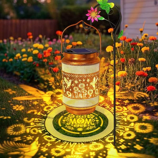 Mother's Day Solar Lanterns - Metal Hummingbird Lights for Outdoors