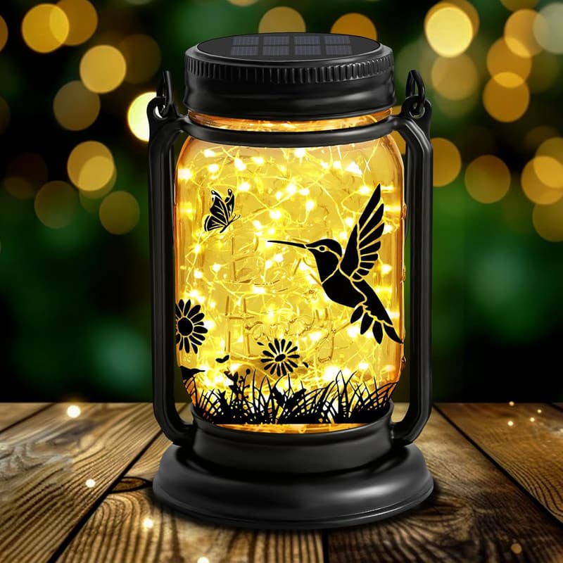 Solar Hummingbird Lanterns - Waterproof Mason Jar Garden Decor