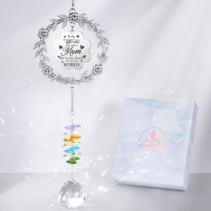 Mother's Day Crystal Sun Catcher - I Love You Mom Ornament