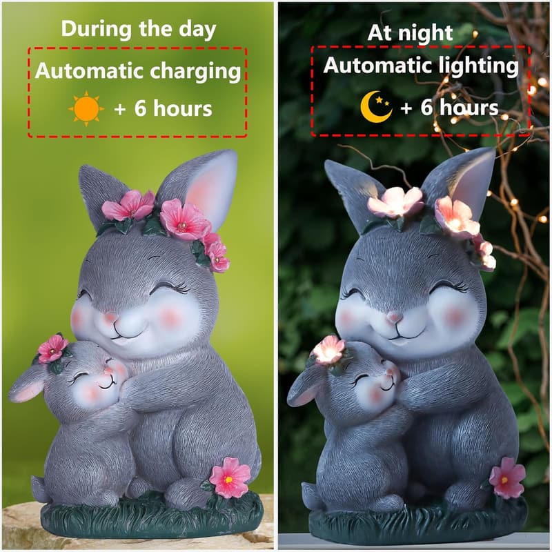 Outdoor Rabbit Solar Garden Decor - Gift for Mom