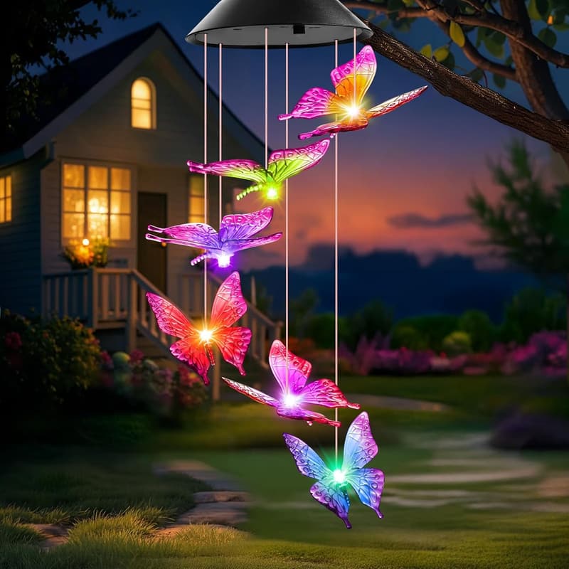 Solar Wind Chimes for Women - Outdoor Garden Decor Gift