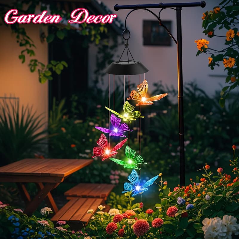 Solar Wind Chimes for Women - Outdoor Garden Decor Gift
