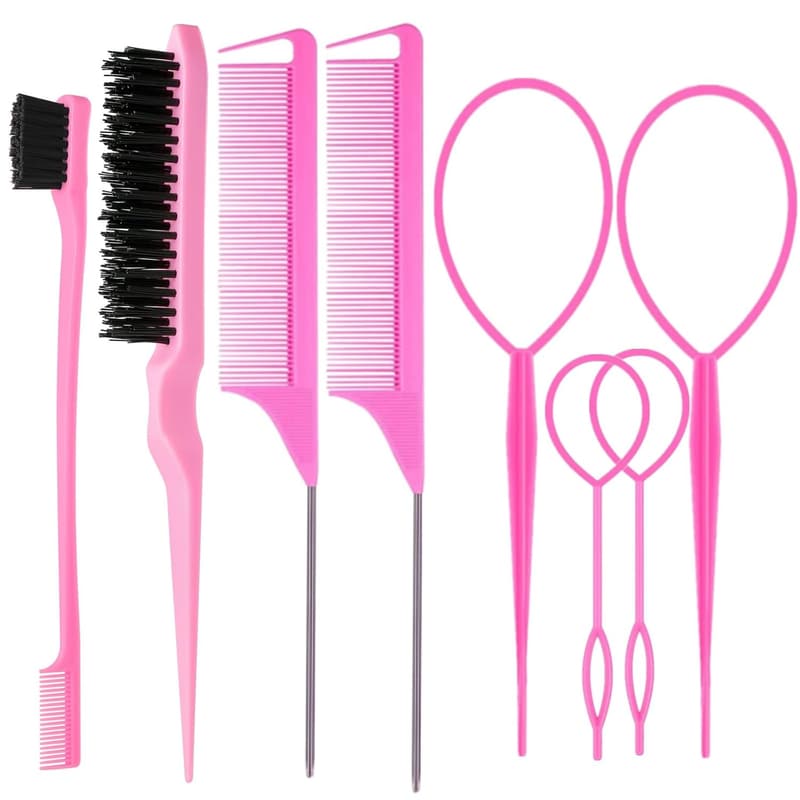 8-Piece Hair Brush Set with Topsy Tail Tools & Comb Tools for Women