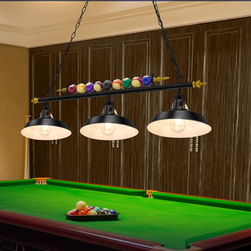 Adjustable 3-Light Pool Table Pendant Light Fixture
