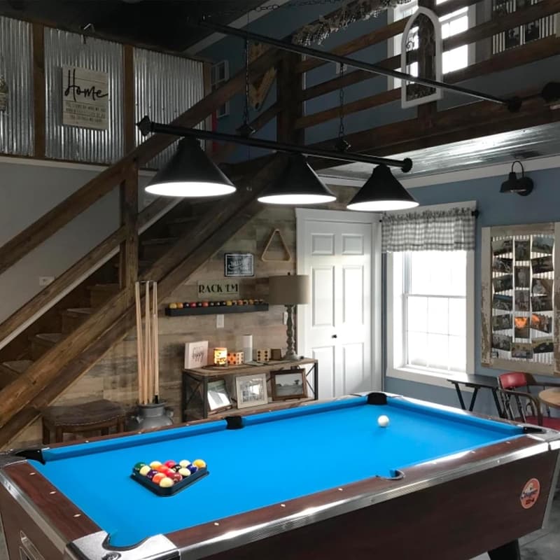 Vintage Industrial 3-Light Pool Table Pendant with Black Shade