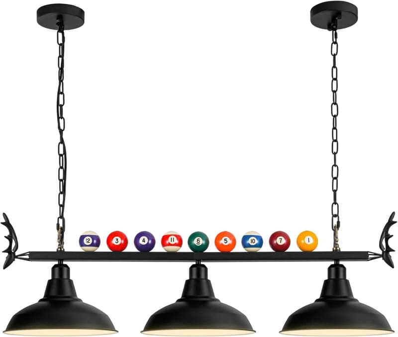 Billiard Light Fixture for 7' - 9' Pool Tables (3 Lights)